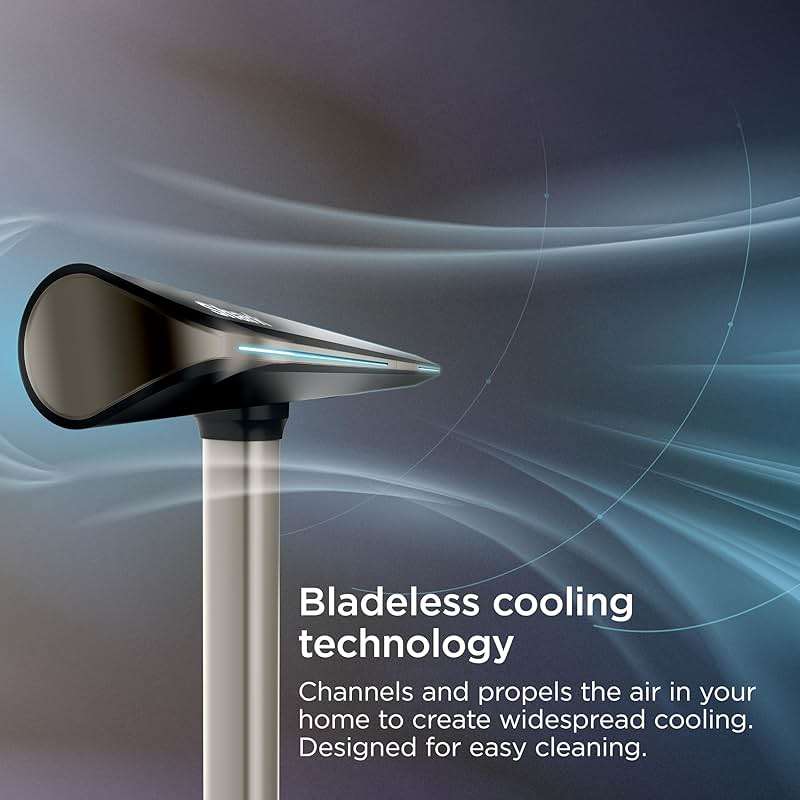 Shark TurboBlade Fan—Ultra-customizable bladeless tower fan, pivots, twists, oscillates 180°, circulates and propels air, 10 noise levels + 10 speeds, easy to clean, charcoal, TF202S - Image 15