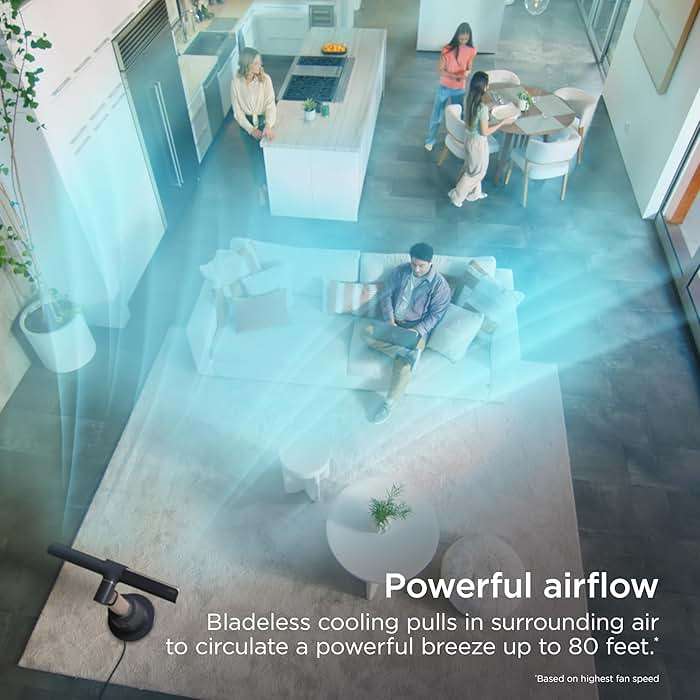 Shark TurboBlade Fan—Ultra-customizable bladeless tower fan, pivots, twists, oscillates 180°, circulates and propels air, 10 noise levels + 10 speeds, easy to clean, charcoal, TF202S - Image 3