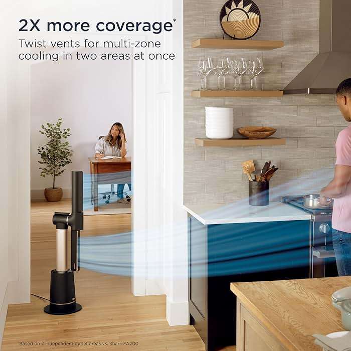Shark TurboBlade Fan—Ultra-customizable bladeless tower fan, pivots, twists, oscillates 180°, circulates and propels air, 10 noise levels + 10 speeds, easy to clean, charcoal, TF202S - Image 6