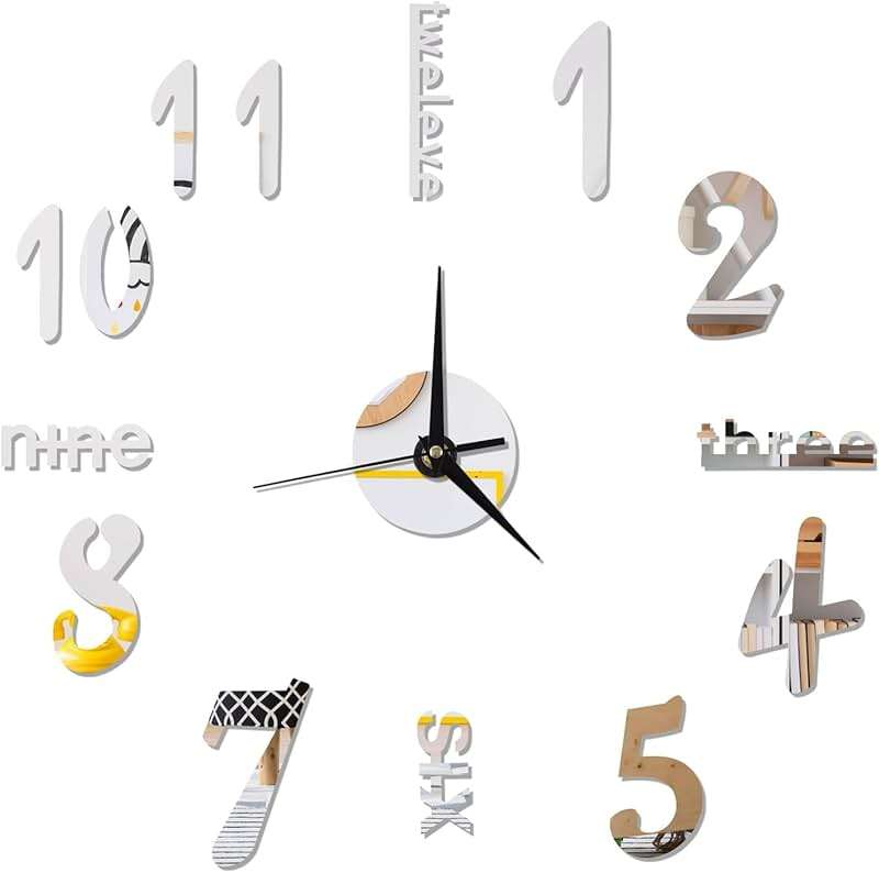 Zoyiancy Large Wall Clock for Living Room Decor, Frameless DIY 3D Wall Clock, Mirror Wall Clock Modern for Home Decorations, Easy to Assemble, Adjustable Size - Image 1
