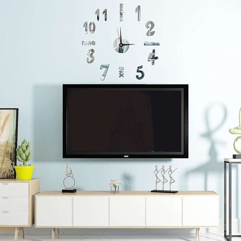 Zoyiancy Large Wall Clock for Living Room Decor, Frameless DIY 3D Wall Clock, Mirror Wall Clock Modern for Home Decorations, Easy to Assemble, Adjustable Size - Image 2