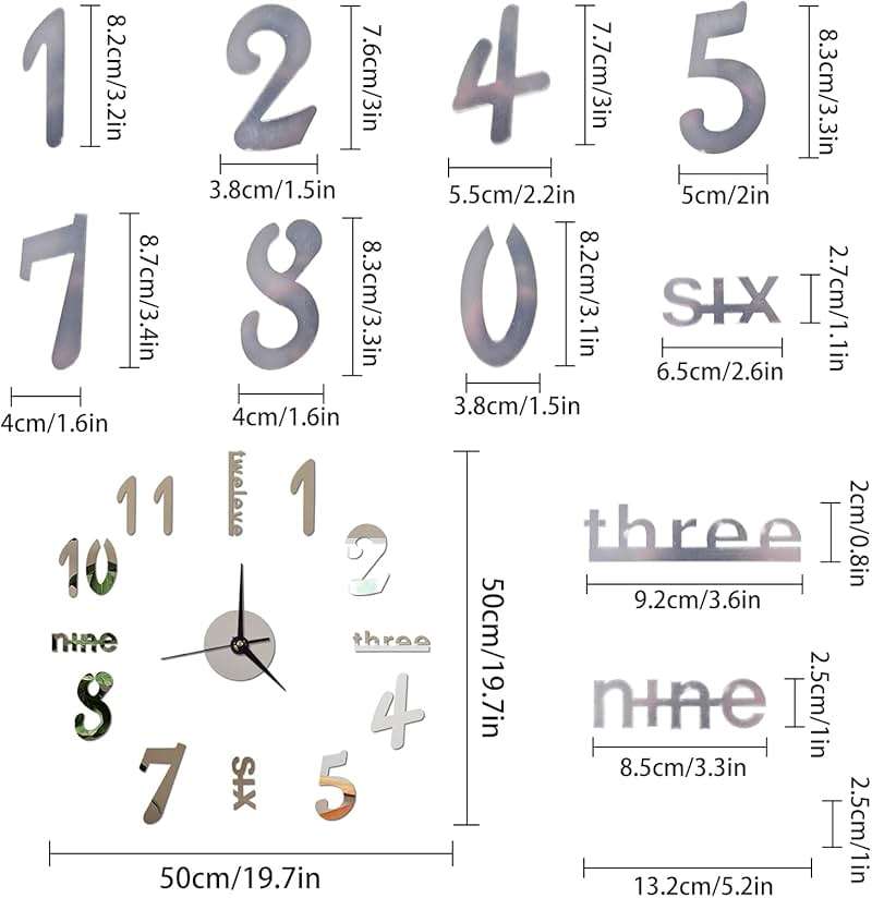 Zoyiancy Large Wall Clock for Living Room Decor, Frameless DIY 3D Wall Clock, Mirror Wall Clock Modern for Home Decorations, Easy to Assemble, Adjustable Size - Image 4