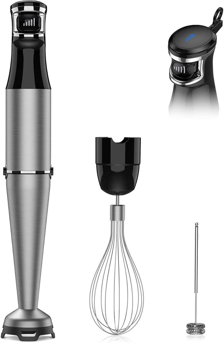 Immersion Blender Handheld 1100W 3 in 1 Corded Stick Hand Blenders for Kitchen with Trigger Speed Control, with Whisk, Milk Frother Attachemnts, Perfect Emulsifier for Soup, Smoothie, Puree - Image 1