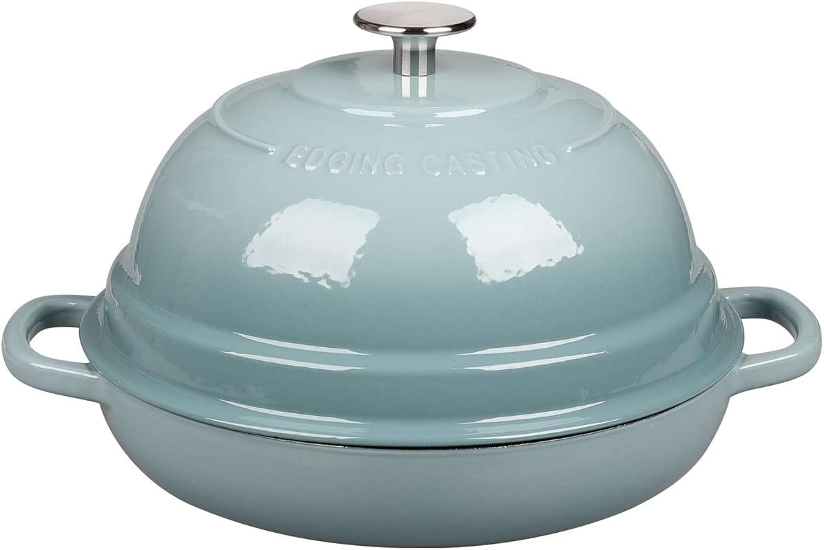 EDGING CASTING Enameled Cast Iron Dutch Oven Pot with Lid, Round Bread Oven for Homemade Sourdough Bread Baking, 6 Quart, Seasalt - Image 1