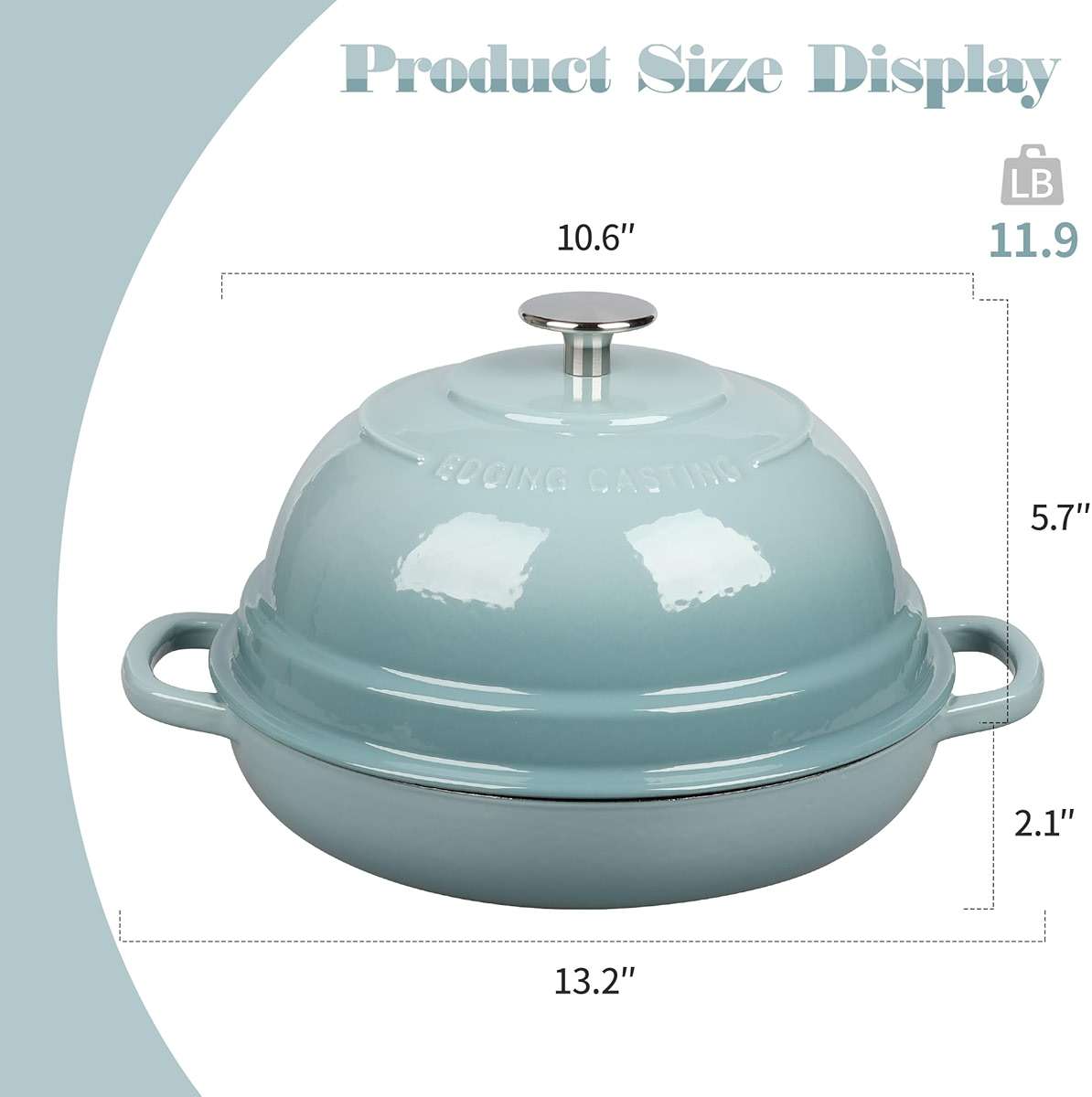 EDGING CASTING Enameled Cast Iron Dutch Oven Pot with Lid, Round Bread Oven for Homemade Sourdough Bread Baking, 6 Quart, Seasalt - Image 2