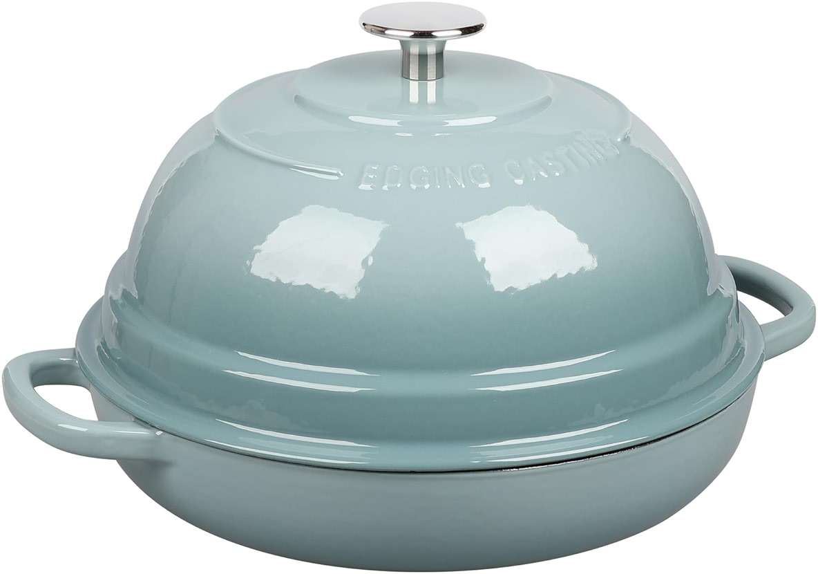 EDGING CASTING Enameled Cast Iron Dutch Oven Pot with Lid, Round Bread Oven for Homemade Sourdough Bread Baking, 6 Quart, Seasalt - Image 4