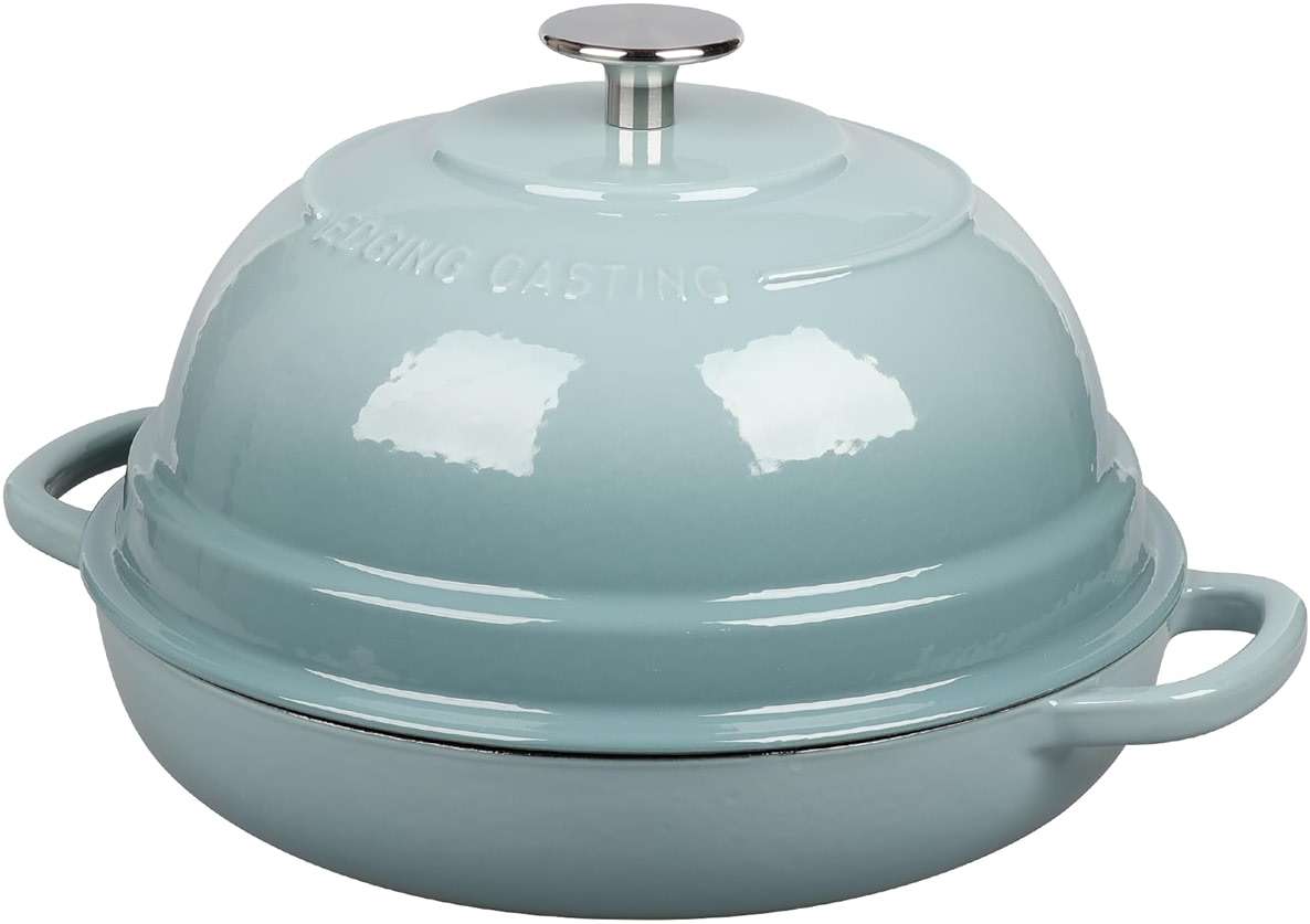 EDGING CASTING Enameled Cast Iron Dutch Oven Pot with Lid, Round Bread Oven for Homemade Sourdough Bread Baking, 6 Quart, Seasalt - Image 7