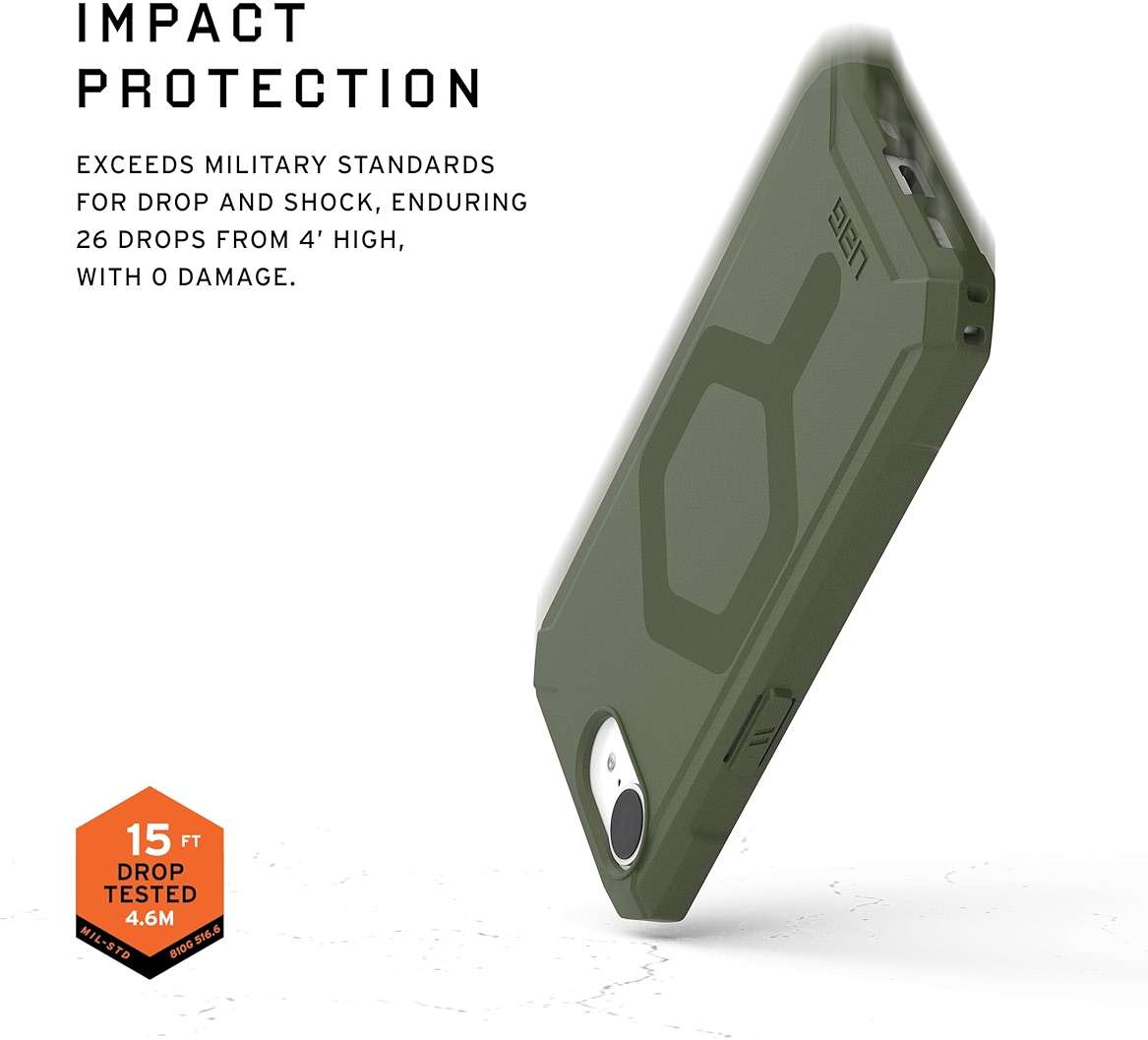URBAN ARMOR GEAR UAG Designed for iPhone 17e / iPhone 16e Case Essential Armor - Compatible with MagSafe Rugged Military Grade Drop Proof Protective Cover, Opaque Olive Drab - Image 4