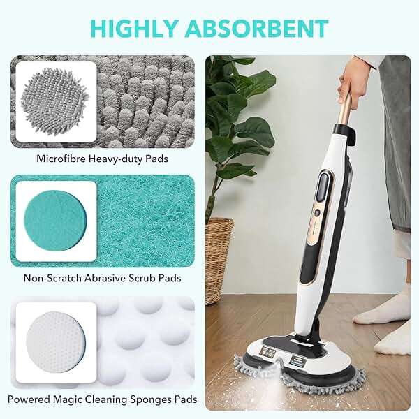 Frescares S7001 Upgraded Steam&Scrub Mop Pads Kit for Shrak,S8201 S8001 S7000 S7201 S7000AMZ S7005 S7020 S7001C All-in-One Hard Floor Steam Mop (2Green2White2Grey) - Image 3