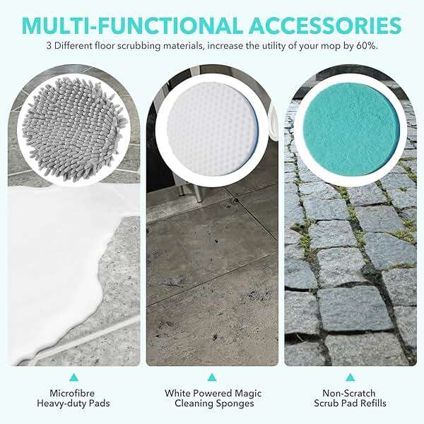 Frescares S7001 Upgraded Steam&Scrub Mop Pads Kit for Shrak,S8201 S8001 S7000 S7201 S7000AMZ S7005 S7020 S7001C All-in-One Hard Floor Steam Mop (2Green2White2Grey) - Image 6