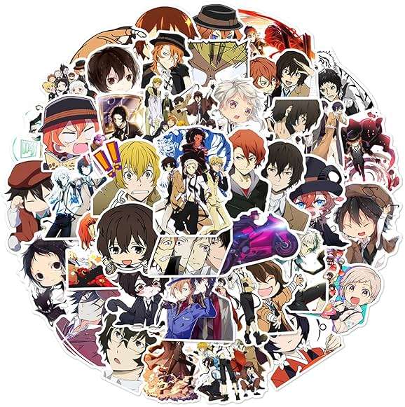 50Pcs Bungo Stray Dogs Stickers,Popular Classic Anime Stickers Waterproof Vinyl Decals for Bumper Cars Computer Scrapbook Guitar Luggage Skateboard Cute Aesthetic Manga Gifts (DG) - Image 1