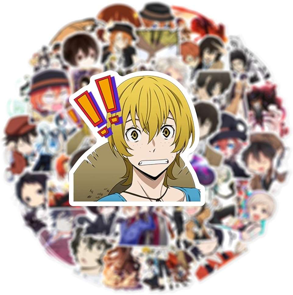 50Pcs Bungo Stray Dogs Stickers,Popular Classic Anime Stickers Waterproof Vinyl Decals for Bumper Cars Computer Scrapbook Guitar Luggage Skateboard Cute Aesthetic Manga Gifts (DG) - Image 2