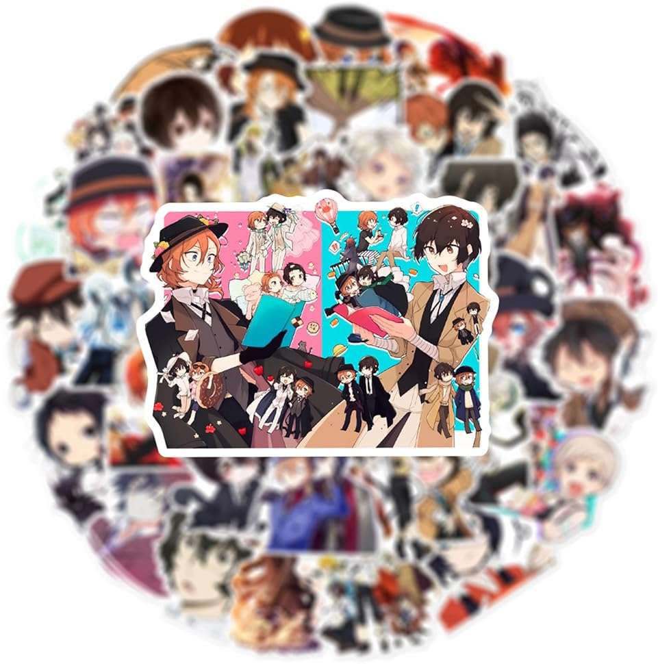 50Pcs Bungo Stray Dogs Stickers,Popular Classic Anime Stickers Waterproof Vinyl Decals for Bumper Cars Computer Scrapbook Guitar Luggage Skateboard Cute Aesthetic Manga Gifts (DG) - Image 3
