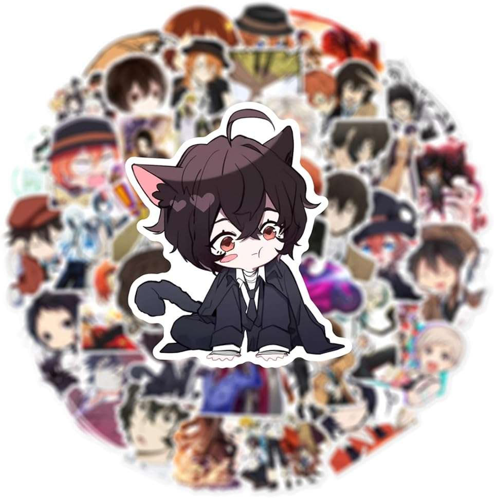 50Pcs Bungo Stray Dogs Stickers,Popular Classic Anime Stickers Waterproof Vinyl Decals for Bumper Cars Computer Scrapbook Guitar Luggage Skateboard Cute Aesthetic Manga Gifts (DG) - Image 4