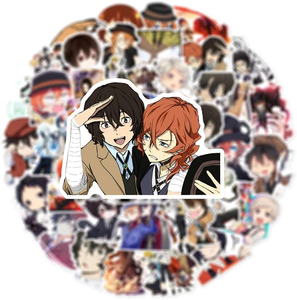 50Pcs Bungo Stray Dogs Stickers,Popular Classic Anime Stickers Waterproof Vinyl Decals for Bumper Cars Computer Scrapbook Guitar Luggage Skateboard Cute Aesthetic Manga Gifts (DG) - Image 6