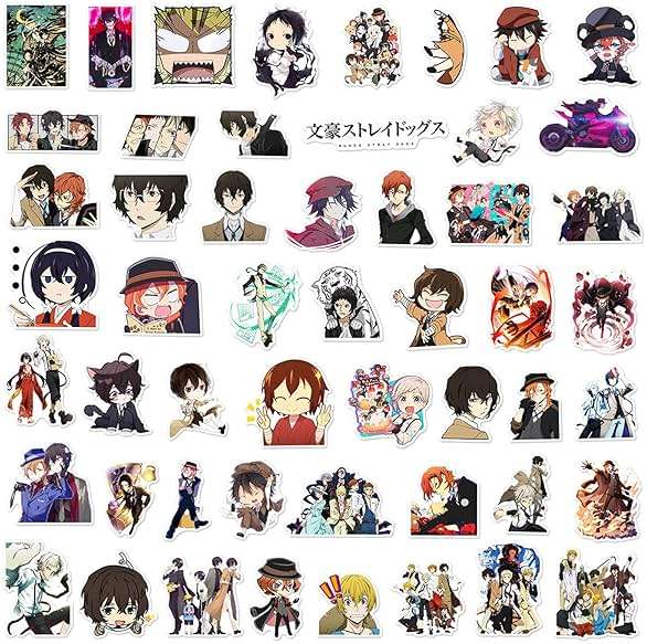 50Pcs Bungo Stray Dogs Stickers,Popular Classic Anime Stickers Waterproof Vinyl Decals for Bumper Cars Computer Scrapbook Guitar Luggage Skateboard Cute Aesthetic Manga Gifts (DG) - Image 7