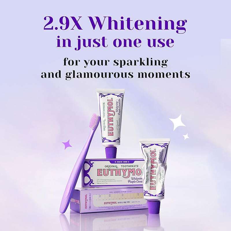 Euthymol Purple Whitening Toothpaste (3.7 fl oz) – for Yellow & Sensitive Teeth | Violet Tone-Up Formula, Instantly Brightens, 24H Stain Defense, Long-Lasting Fresh Breath - Image 8
