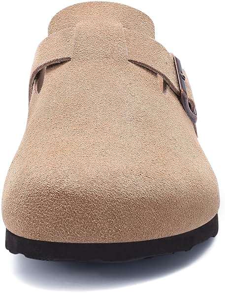 Litfun Unisex Genuine Suede Clogs Soft Footbed Leather Potato Shoes Comfort Slip On Clogs with Arch Support - Image 3