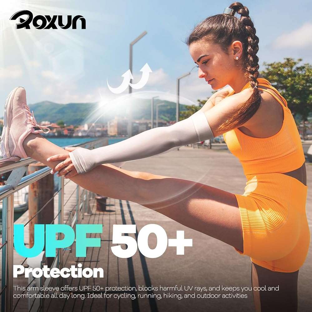 ROXUN Arm Sleeves with Thumb Hole, Cooling UV Sun Protection Compression Tattoo Cover Up for Men/Women - Image 3