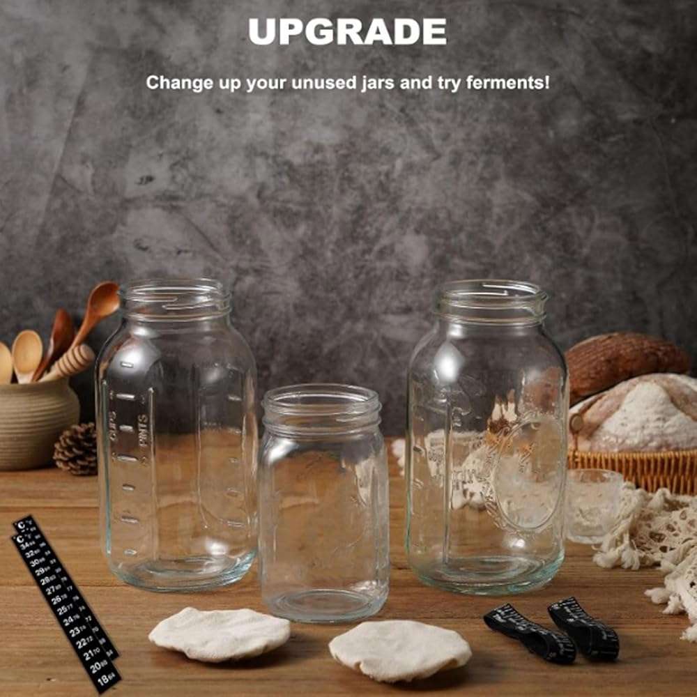 Miriam Song Sourdough Starter Jar Kit with Cloth Cover and Date marked Feeding Band for bread baking Supplies, Fits Jars with 3 to 4 Inch Diameter, Essential for sourdough bread Making - Image 2