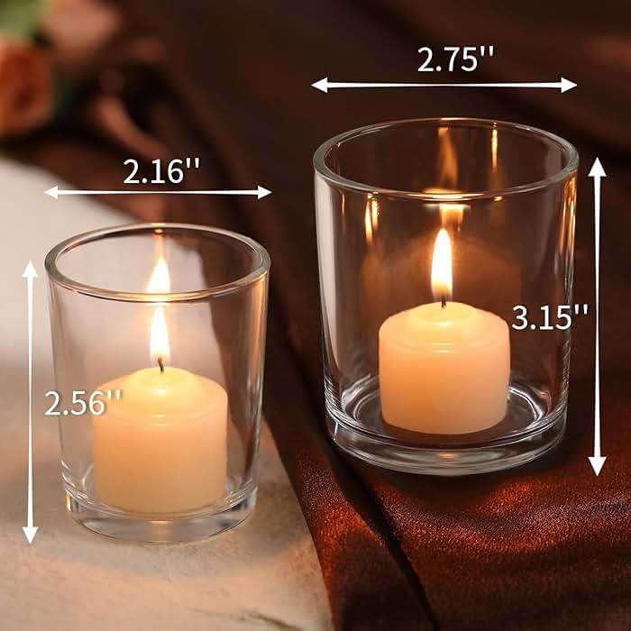 Volens 24pcs Assorted Clear Votive Candle Holders for Wedding Table Centerpieces, Large Glass Candle Holder for Votive & Tealight Candle, Party Decorations for Bridal and Baby Shower - Image 2