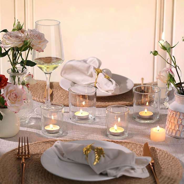 Volens 24pcs Assorted Clear Votive Candle Holders for Wedding Table Centerpieces, Large Glass Candle Holder for Votive & Tealight Candle, Party Decorations for Bridal and Baby Shower - Image 4