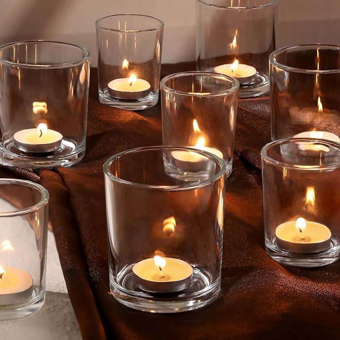 Volens 24pcs Assorted Clear Votive Candle Holders for Wedding Table Centerpieces, Large Glass Candle Holder for Votive & Tealight Candle, Party Decorations for Bridal and Baby Shower - Image 6