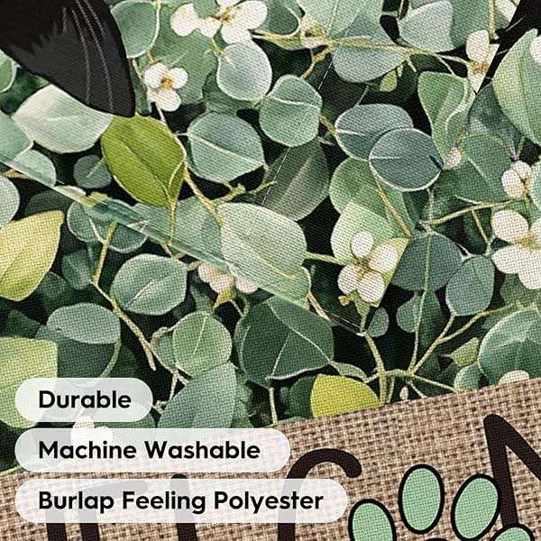 AVOIN colorlife Spring Summer Floral Garden Flag 12x18 Inch Double Sided Outside, Eucalyptus Black Cat Welcome Seasonal Yard Outdoor Flag - Image 7