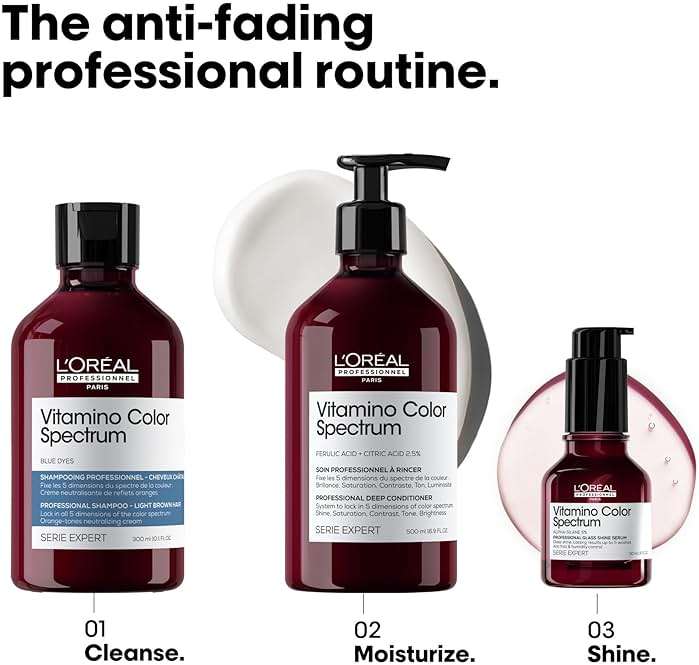 L'Oréal Professionnel Paris Vitamino Color Spectrum Blue Shampoo - Neutralizes Orange Tones, Enhances Shine & Vibrancy, Maintains Day 1 Hair Color, Hydrates & Strengthens Light Brown Hair - Image 5