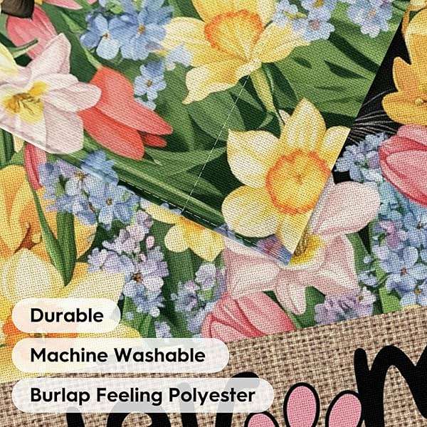 AVOIN colorlife Spring Floral Garden Flag 12x18 Inch Double Sided Outside, Black Cat Welcome Seasonal Yard Outdoor Flag - Image 7