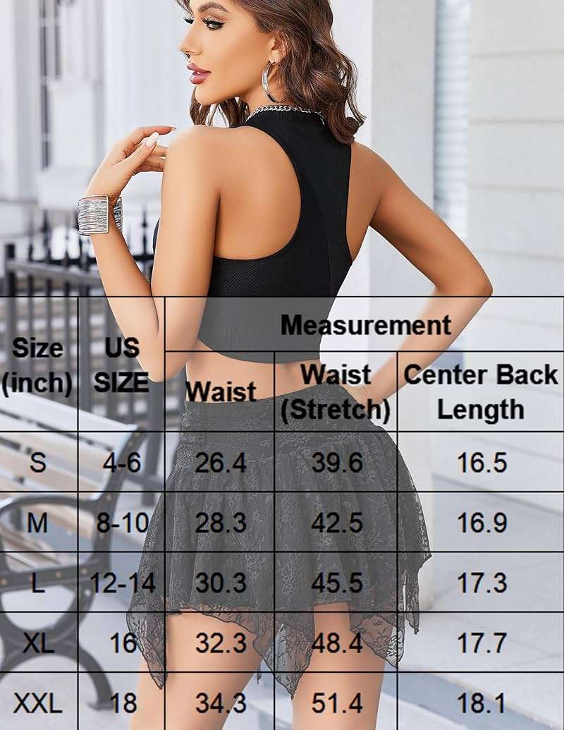 Avidlove Lace Mini Skirts for Women Flowy Skirt Boho Layered Asymmetrical Short Skirt - Image 6