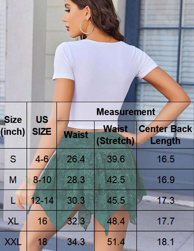 Avidlove Lace Mini Skirts for Women Flowy Skirt Boho Layered Asymmetrical Short Skirt - Image 6