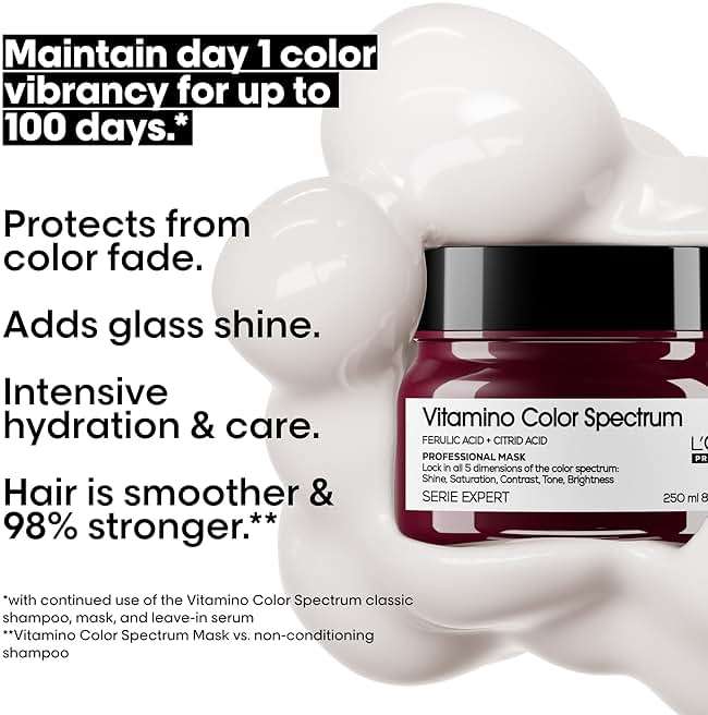 L'Oréal Professionnel Paris Vitamino Color Spectrum Mask - Maintains Day 1 Vibrancy, Intensive Moisture, Strengthens & Smooths Hair, For All Colored & Vivid Hair - Image 3
