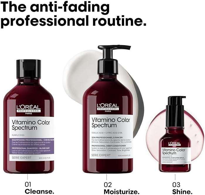 L'Oréal Professionnel Paris Vitamino Color Spectrum Purple Shampoo - Neutralizes Yellow Tones, Enhances Shine & Vibrancy, Maintains Day 1 Hair Color, Hydrates & Strengthens Blonde Hair - Image 5