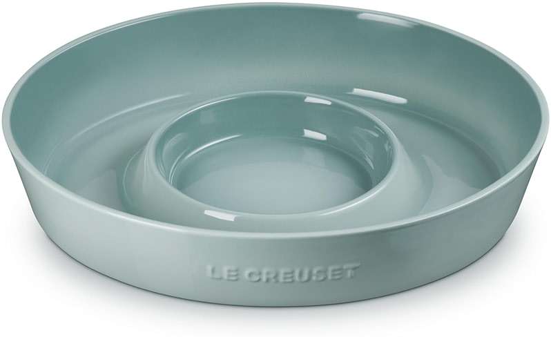 Le Creuset Stoneware Signature Oval Chip and Dip Platter, 13", Sea Salt - Image 1