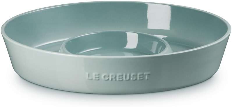 Le Creuset Stoneware Signature Oval Chip and Dip Platter, 13", Sea Salt - Image 3
