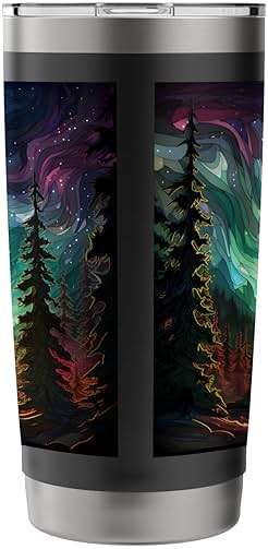 Bigfoot Sasquatch Forest Northern Lights Starry Sky Stainless Steel Insulated Tumbler - Image 5