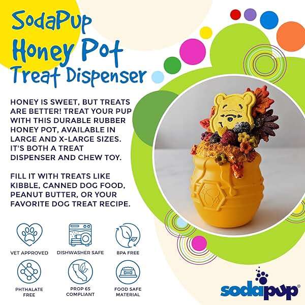 SodaPup Honey Pot – Durable Dog Treat Dispenser & Enrichment Toy Made in USA from Non-Toxic, Pet Safe, Food Safe Natural Rubber Material for Mental Stimulation, Problem Chewing, Calming Nerves, & More - Image 3