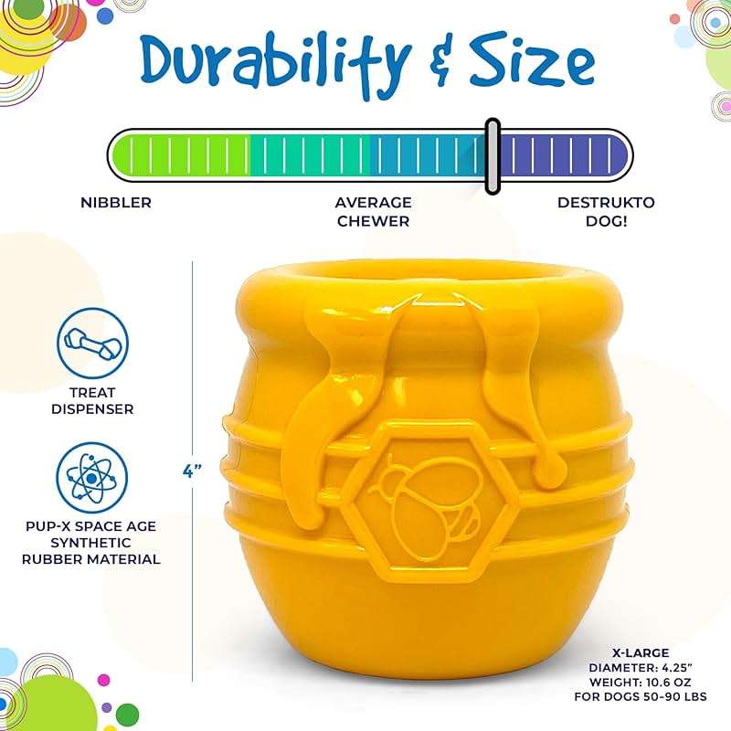 SodaPup Honey Pot – Durable Dog Treat Dispenser & Enrichment Toy Made in USA from Non-Toxic, Pet Safe, Food Safe Natural Rubber Material for Mental Stimulation, Problem Chewing, Calming Nerves, & More - Image 5
