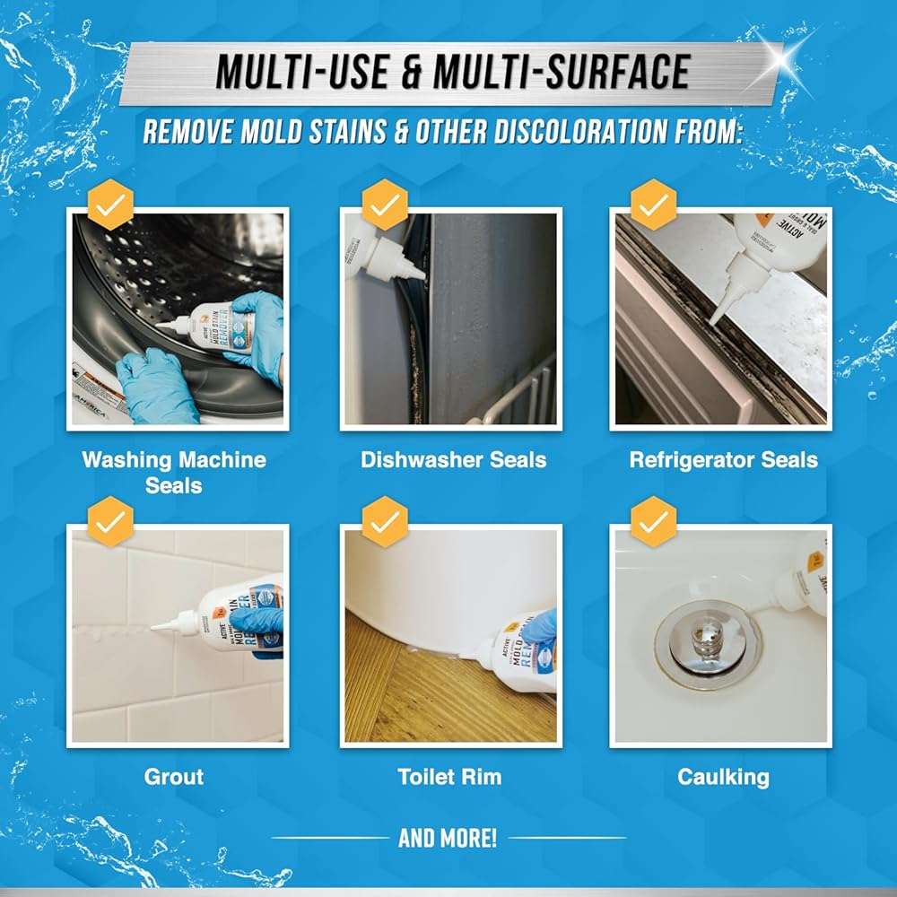 ACTIVE Automatic Toilet Bowl Cleaner and Mold Stain Remover - Includes 12ct Toilet Bowl Cleaning Tablets and 7oz Mold Stain Removing Gel - Image 3