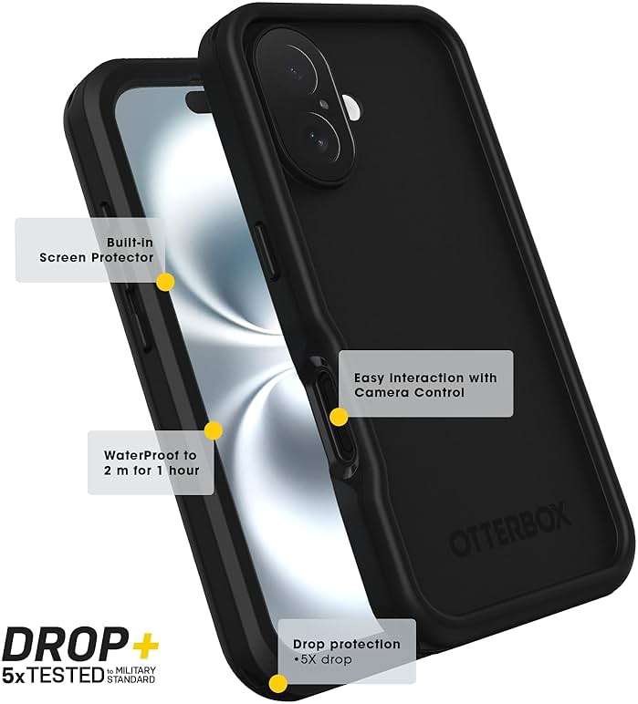 OtterBox iPhone 16 Pro Max FRĒ Series Waterproof Case with MagSafe (Designed by LifeProof) - Black - Waterproof iPhone Case up to 2 Meters, IP68, Phone Case for Swimming/Snorkeling - Image 6