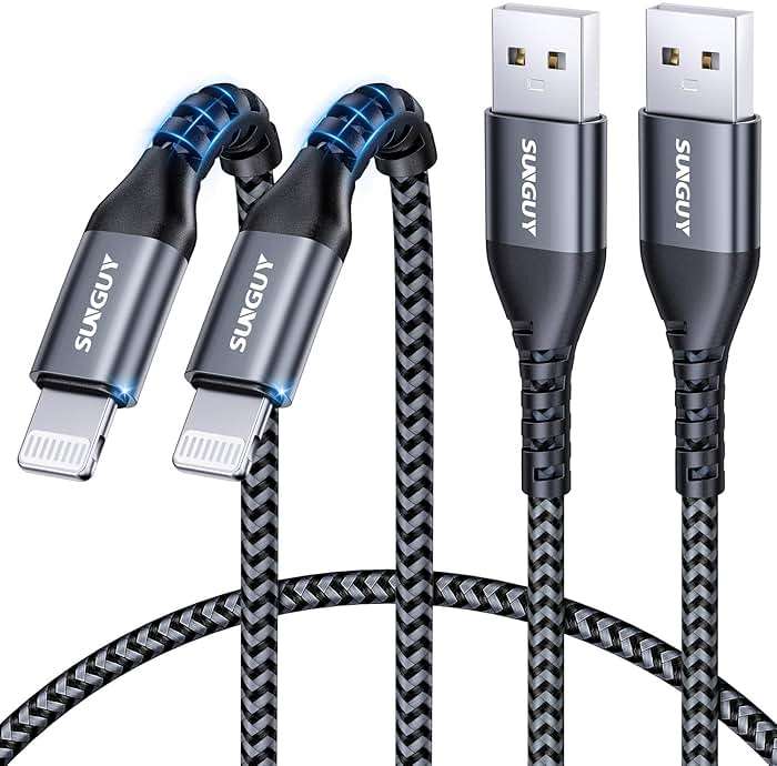 USB-A to Lightning Cable 2FT, 2Pack [MFi Certified] USB to Lightning Cable for Car, iPhone Charger Cord Nylon Braided Compatible with iPhone 14/13/12/11 Pro Max Mini X XS XR 8 Plus 10 SE iPad - Image 1