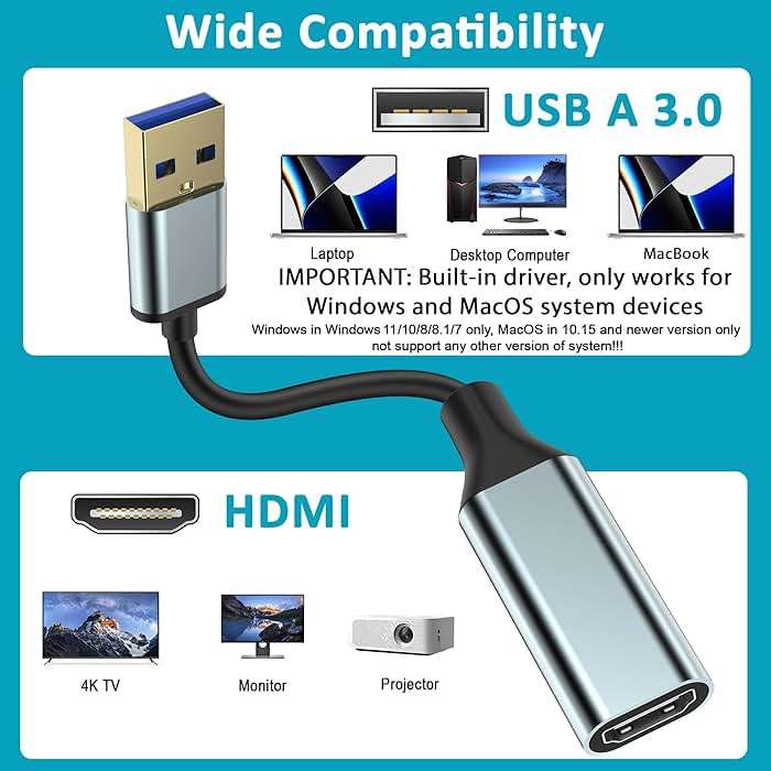 Herfair USB to HDMI Adapter [1080P Full HD, Built-in Driver] HDMI Adapter for Laptop to Monitor USB 3.0 to TV Screen Converter for MacOS/Windows 11/10/8.1/8/7 Computers Desktops PC MacBook - Image 4