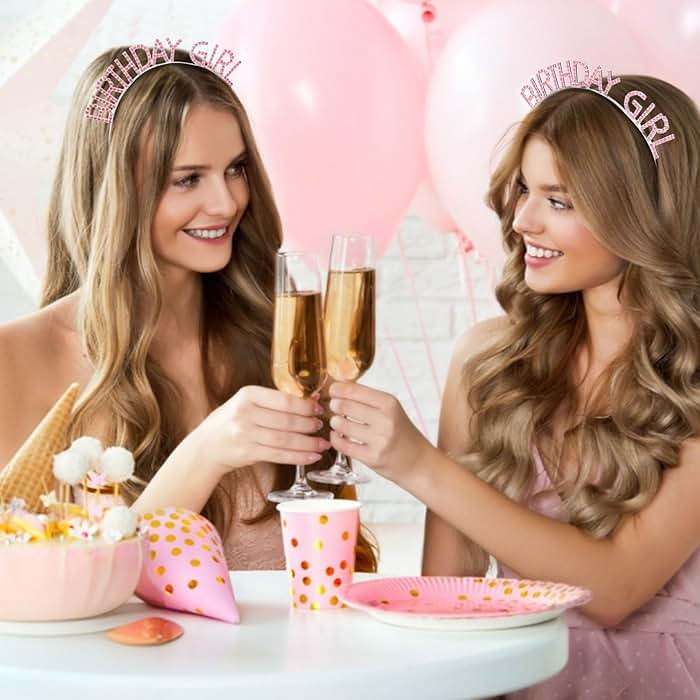 CAVETEE Birthday Girl Crown and Sash， Princess Tiara Happy Birthday Headband Party Accessories for Women and Girls - Image 6