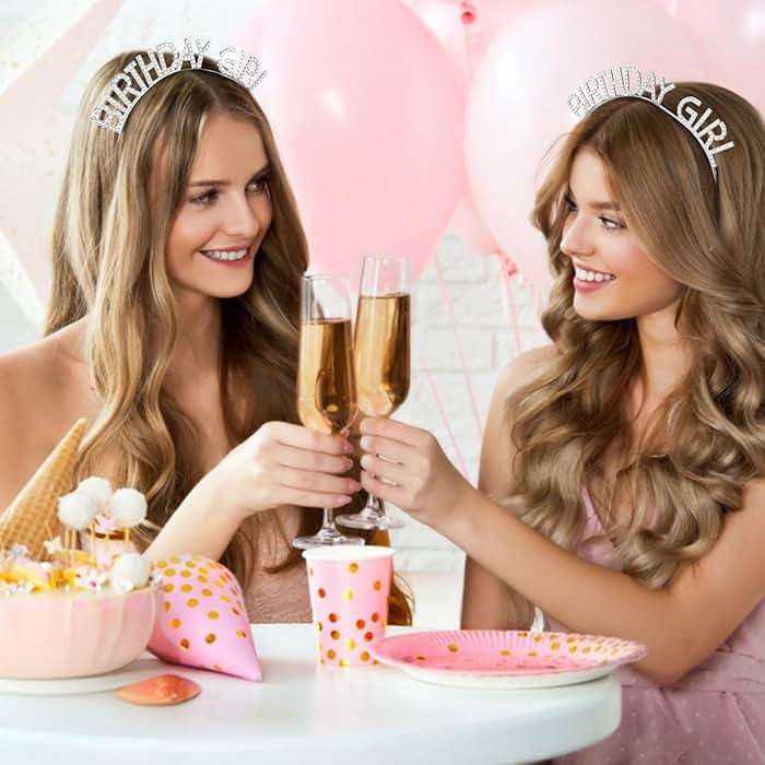 CAVETEE Birthday Girl Crown and Sash， Princess Tiara Happy Birthday Headband Party Accessories for Women and Girls - Image 6