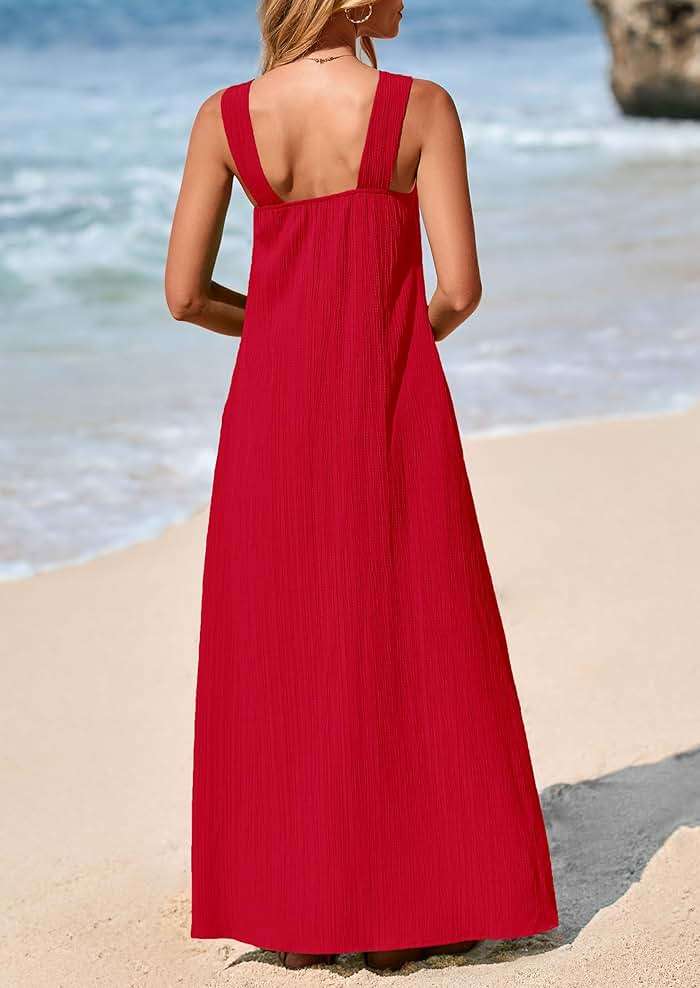 PRETTYGARDEN Womens 2026 Casual Long Summer Dresses Sleeveless Strappy Loose Flowy Beach Vacation Maxi Dress with Pockets - Image 2