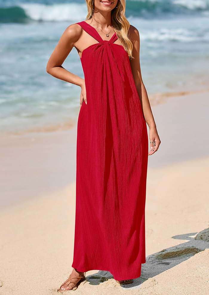 PRETTYGARDEN Womens 2026 Casual Long Summer Dresses Sleeveless Strappy Loose Flowy Beach Vacation Maxi Dress with Pockets - Image 3