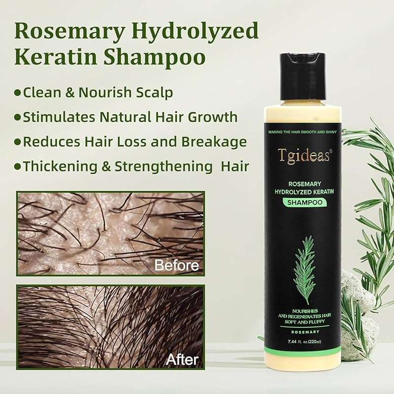 Organic Rosemary Hair Growth Shampoo for Women and Men-Natural Thickening & Strengthening Shampoo with Hydrolyzed Keratin for Thinning Hair & Hair Loss 7.4 fl.oz - 2 Packs - Image 2