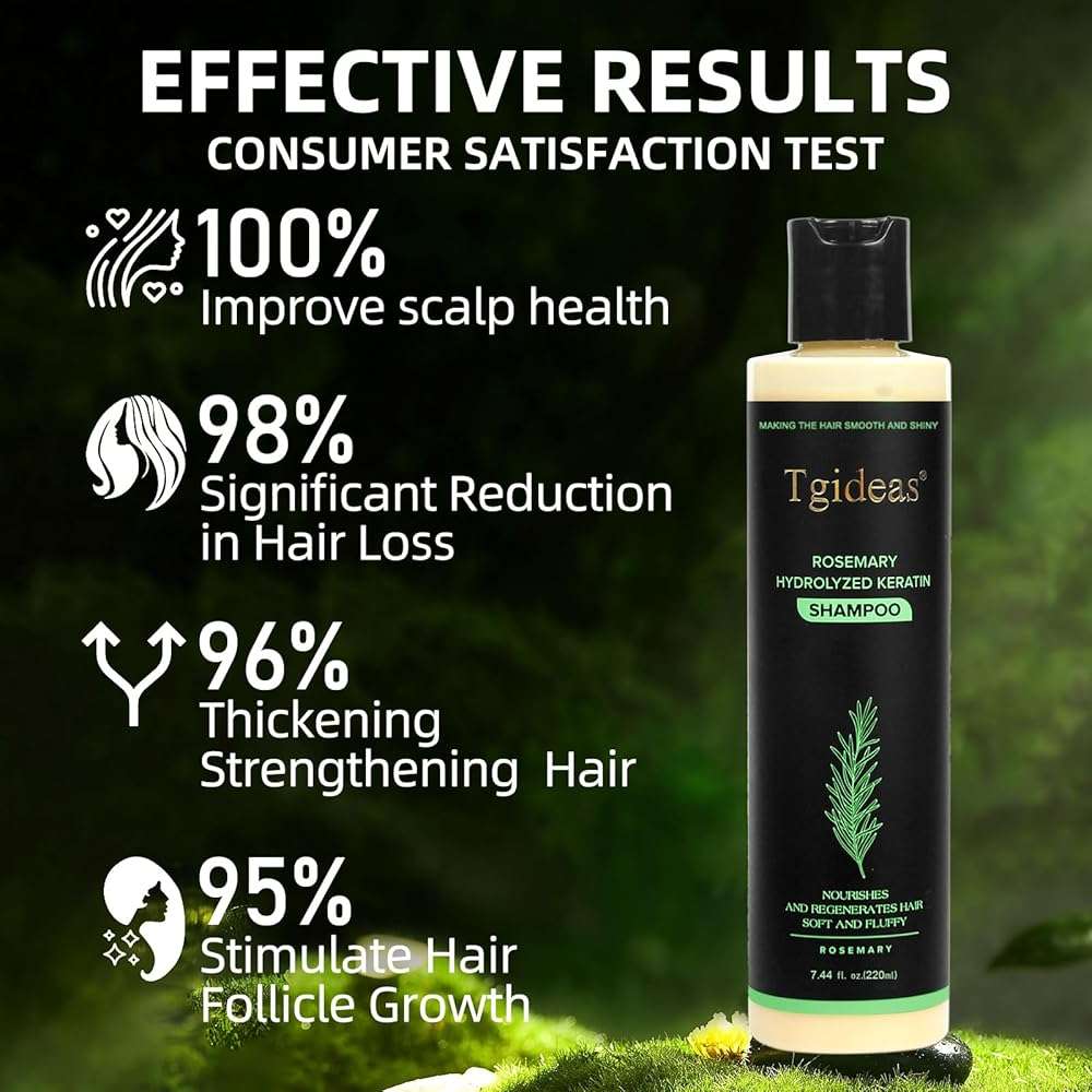 Organic Rosemary Hair Growth Shampoo for Women and Men-Natural Thickening & Strengthening Shampoo with Hydrolyzed Keratin for Thinning Hair & Hair Loss 7.4 fl.oz - 2 Packs - Image 7
