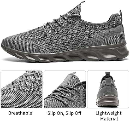 Linenghs Mens Running Shoes Tennis Gym Sneakers Casual Slip On Walking Lightweight Athletic Mesh Workout Breathable Fashion Sports Shoes - Image 2